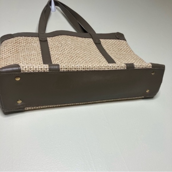 Vintage Contessa leather trim straw shoulder bag purse - Picture 3 of 7